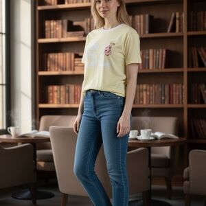 Vintage Strawberry Shortcake Yellow Graphic Tee for Women